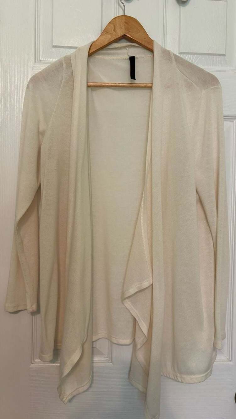 GUC Rags & Couture Open Front Draped Cardigan, cream, size XL